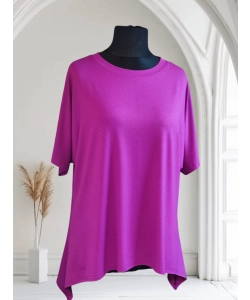 Tunika KIMONO dzianinowa z wydłużonymi bokami - fuksja